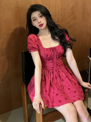Enchanted Ruby Floral Dress