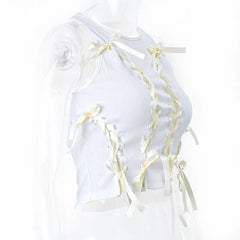 Fairy Lace-Up Ribbed Crop Top