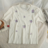 Cottagecore Crewneck Floral Knit Sweater