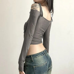 Fairy Core Off-Shoulder Mesh T-shirt