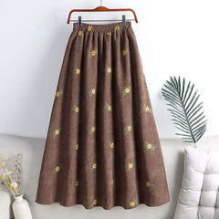 Embroidery Corduroy Skirt
