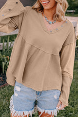Colorblock Waffle Exposed Seam Top