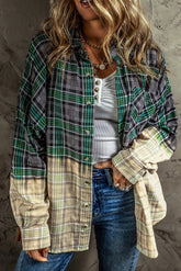 Contrast Plaid Button up Shacket