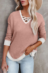 Contrast Trim Strappy V-Neck Top