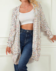Dotted Popcorn Open Front Cardigan