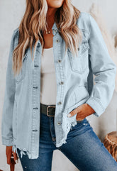 Denim Distressed Hem Jacket