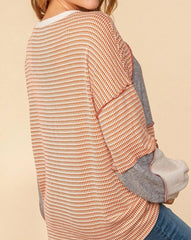 Colorblock Stripe Exposed Seam Top