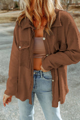 Distressed Reverse Seam Shacket