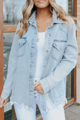 Denim Distressed Hem Jacket