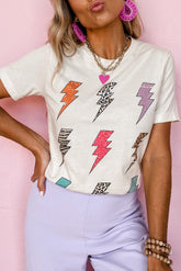 Colorful Lightning Graphic Print Tee