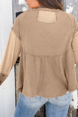 Colorblock Waffle Exposed Seam Top