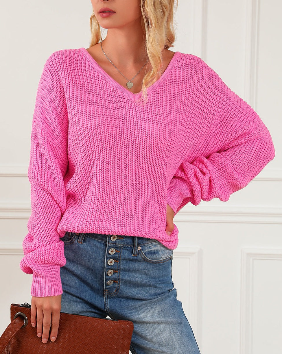 Dolman Sleeve V-Neck Sweater