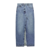 Denim Washed Out Maxi Skirt