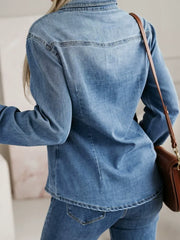 Flap Pockets Slim Buttoned Denim Shirt