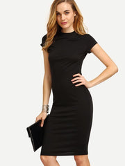 Short Sleeve Knee Length Bodycon Dress