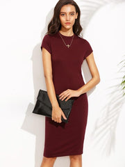 Short Sleeve Knee Length Bodycon Dress