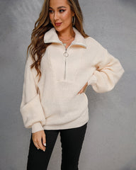 Casual Long Sleeve Half Zip Pullover Sweaters