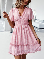 Temperament Commuting Floral Sexy Mini Dress