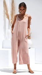 Sleeveless Plain Spaghetti Straps Casual Jumpsuits