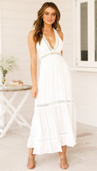 Fashion Sexy Lacing Backless V neck Maxi Dresses