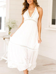 Fashion Sexy Lacing Backless V neck Maxi Dresses