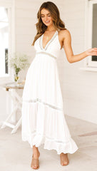 Fashion Sexy Lacing Backless V neck Maxi Dresses