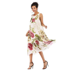 Sleeveless Round neck Print Maxi Dresses