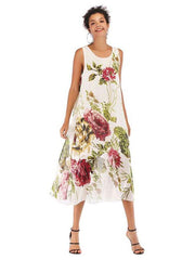 Sleeveless Round neck Print Maxi Dresses