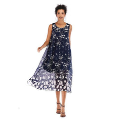 Sleeveless Round neck Print Maxi Dresses