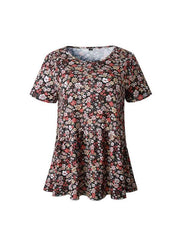 Fashionable printed round neck short sleeves for women t-shirts