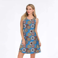 Fashion Sleeveless Print Vest Shift Dresses