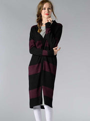 Fashion Stripe Knit Long sleeve Cardigan