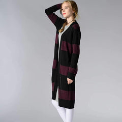 Fashion Stripe Knit Long sleeve Cardigan