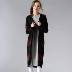 Fashion Stripe Knit Long sleeve Cardigan