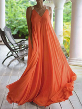 Fashion V neck Vest Chiffon Maxi Dresses