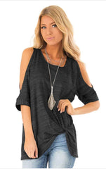 Fashion Round neck Off shoulder Short sleeve T-Shirts