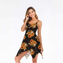 Fashion Sleeveless Round neck Irregular Vest Shift Dresses