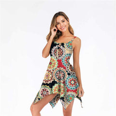 Fashion Sleeveless Round neck Irregular Vest Shift Dresses