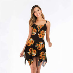 Fashion Sleeveless Round neck Irregular Vest Shift Dresses