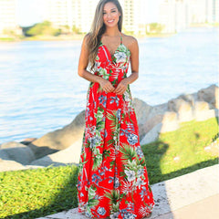 Fashion V neck Backless Vest Maxi Dresses