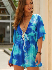 Fashion Sexy V neck Half sleeve Jumpsuits