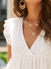 Temperament Commuter V neck Lace Mini Dress