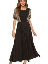 Fashion Round neck Short sleeve Gored Maxi Dresses