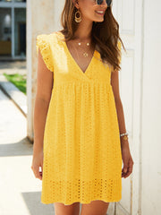 Temperament Commuter V neck Lace Mini Dress