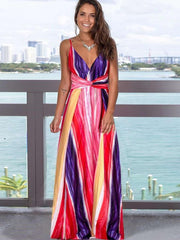 Fashion V neck Backless Vest Maxi Dresses