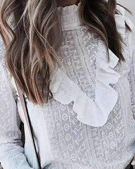 Fashion Sexy High collar Long sleeve Falbala Blouses