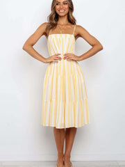 Fashion Stripe Vest Gored Maxi Dresses