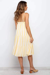 Fashion Stripe Vest Gored Maxi Dresses