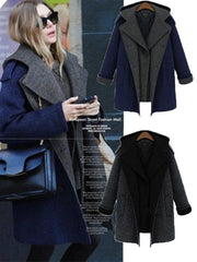 Fashion Woman Thick Pattern Long Winter Coat Woolen Overcoat