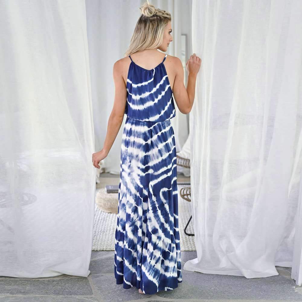 Fashion Vest Stripe Print Sleeveless Maxi Dresses